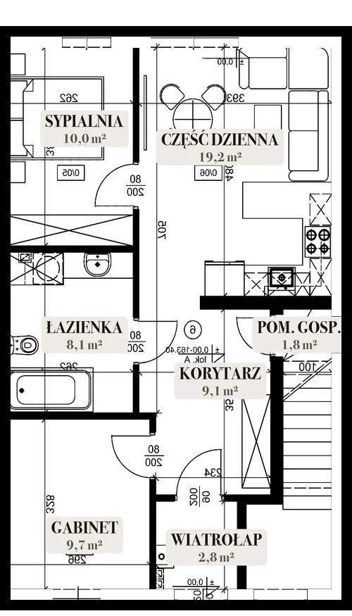 Rzut mieszkania na parterze